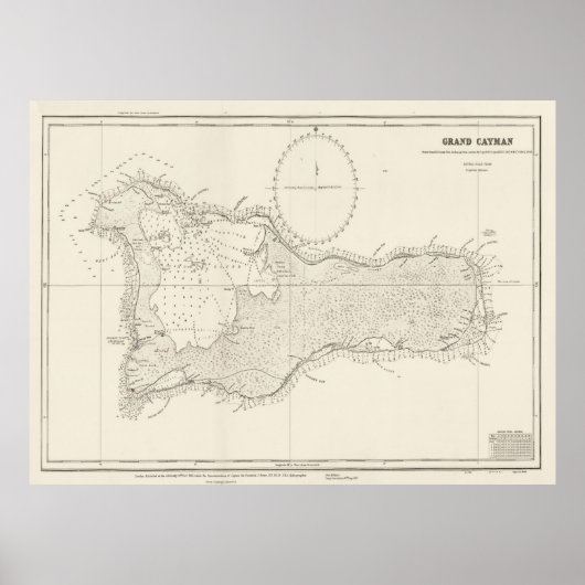 Old Grand Cayman Map (1880) Vintag Karibik Poster (Vorne)