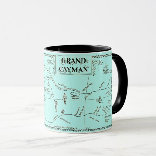 Old Grand Cayman Map Tasse (VorderseiteRechts)
