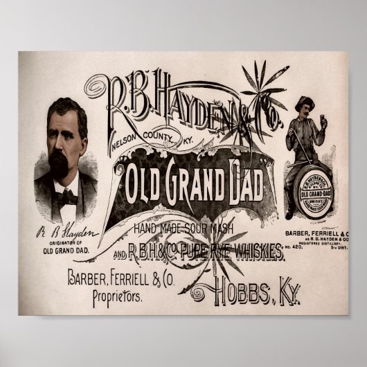 Old Grand Dad Sour Mash Whiskey Poster (Vorne)