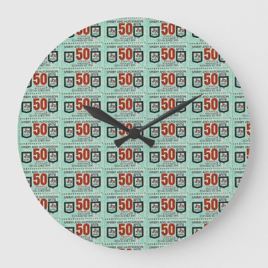 Old Green Stamps Große Wanduhr (Vorderseite)