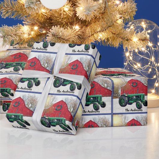 Old Green Tractor Weihnachten   Geschenkpapier (Feiertage)