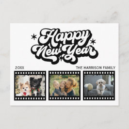 Old Grunge Film Drei Fotos Neujahr Postkarte