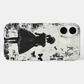 Old Grunge Girl Silhouette Butterfly Monogram Case-Mate iPhone Hülle (Rückseite (Horizontal))