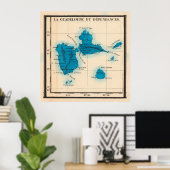Old Guadeloupe Island Map (1844) Vintag Gwadloup Poster (Heimbüro)