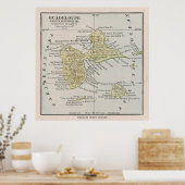 Old Guadeloupe Island Map (1912) Vintag Gwadloup Poster (Küche)