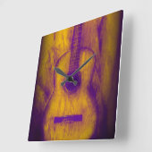 Old Guitar Wall Clock Quadratische Wanduhr (Winkel)