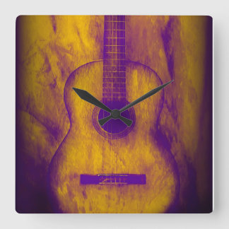 Old Guitar Wall Clock Quadratische Wanduhr