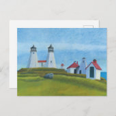 Old Gurnet Lighthouses Postkarte (Vorne/Hinten)