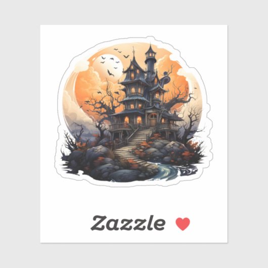Old Halloween Spooky Spuk House Aufkleber (Blatt)