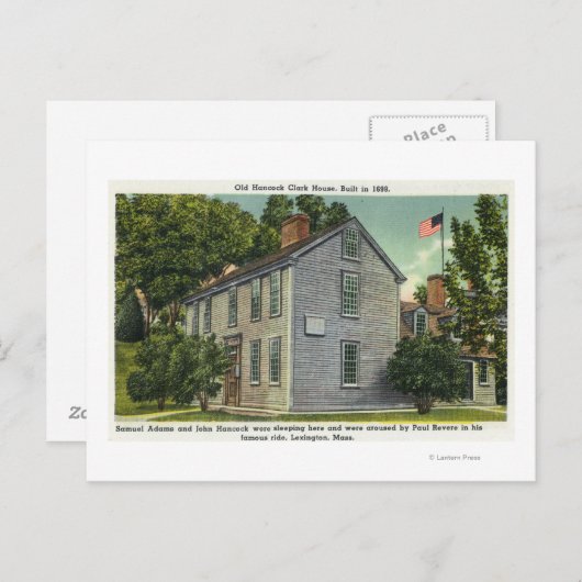 Old Hancock Clark House View, Paul Revere Rode B Postkarte (Vorne/Hinten)