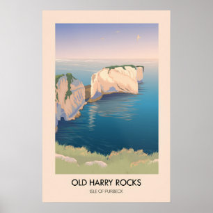 Old Harry Rocks Dorset Küsten Reiseplakat Poster
