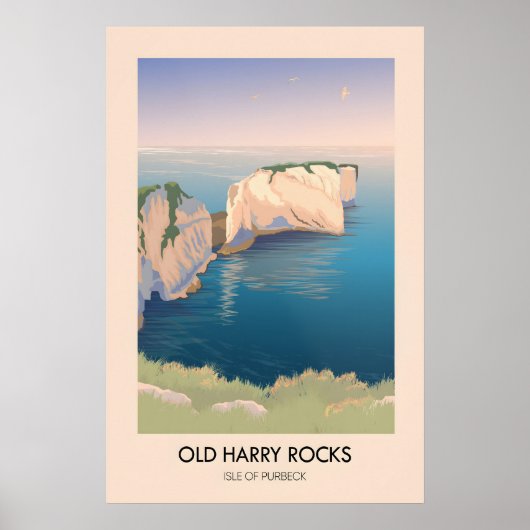 Old Harry Rocks Dorset Küsten Reiseplakat Poster (Vorne)