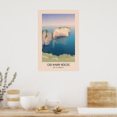 Old Harry Rocks Dorset Küsten Reiseplakat Poster (Küche)