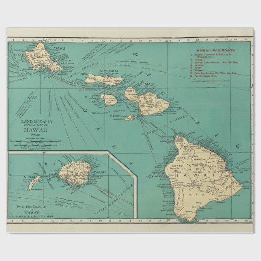 Old Hawaii Map (1924) Wrapping Paper Geschenkpapier (Flach)