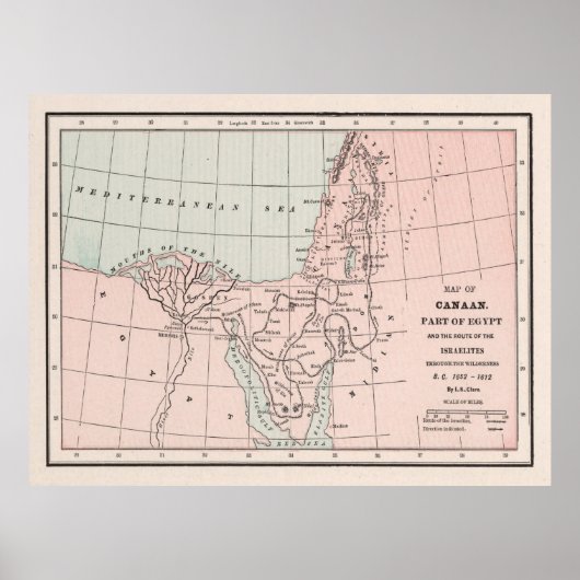 Old Hebrew Exodus Out of Egypt Map (1901)  Poster (Vorne)