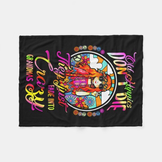 Old Hipes Don't Die They Just Fade Into Crazy Gran Fleecedecke (Vorderseite (Horizontal))