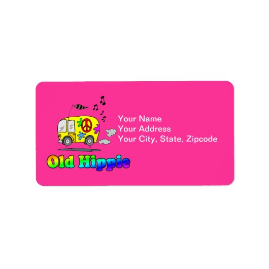 Old Hippie Bus Adressaufkleber (Vorne)