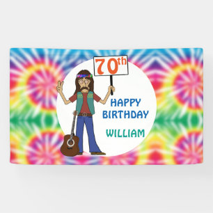 Old Hippie Hippy Gefärbte Krawatte 70. Geburtstag Banner