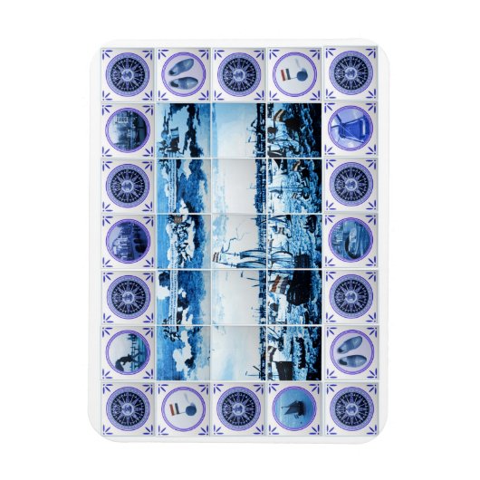 Old Holland Delft Blue Delsoftware Style Tile Mura Magnet (Vertikal)