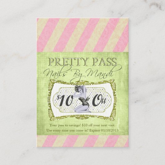 Old Hollywood $10 Off Hübsch Pass Business Cards Visitenkarte (Vorderseite)