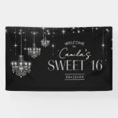 Old Hollywood B & W Chandelier Sweet 16 ID1108 Banner (Horizontal)