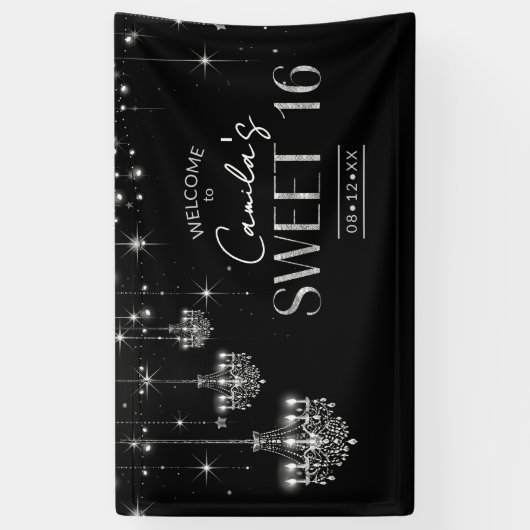 Old Hollywood B & W Chandelier Sweet 16 ID1108 Banner (Vertikal)