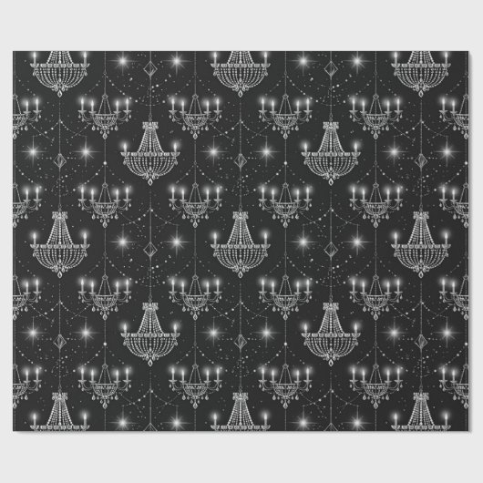 Old Hollywood B & W Chandeliers ID1108 Geschenkpapier (Flach)