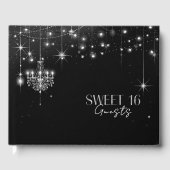Old Hollywood B & W Chandeliers Sweet 16 ID1108 Gästebuch (Vorderseite)