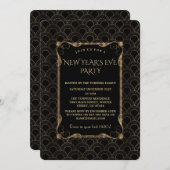 Old Hollywood Black Great Gatsby New Year Party Einladung (Vorne/Hinten)