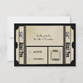Old Hollywood Broadway Ticket Wedding RSVP Karte (Rückseite)