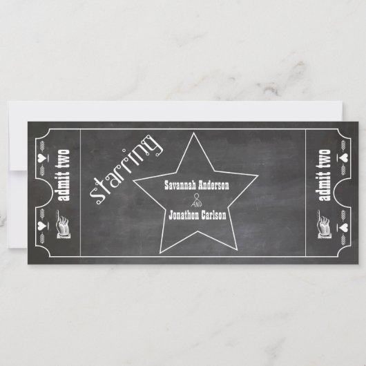 Old Hollywood Chalkboard Ticket Typografy Einladen Einladung (Rückseite)