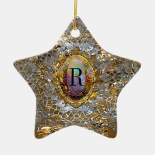 Old Hollywood Chic Elegantes Monogramm Keramikornament