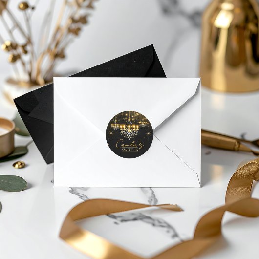 Old Hollywood Glam Chandelier Sweet 16 ID1108 Runder Aufkleber