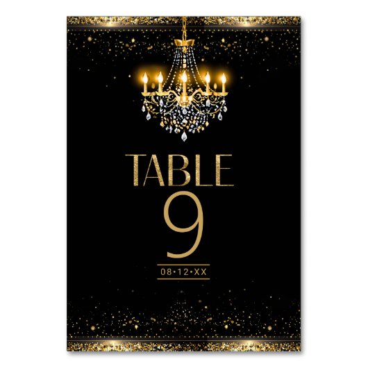 Old Hollywood Glam Chandelier Sweet 16 ID1108 Tischnummer (Rückseite)