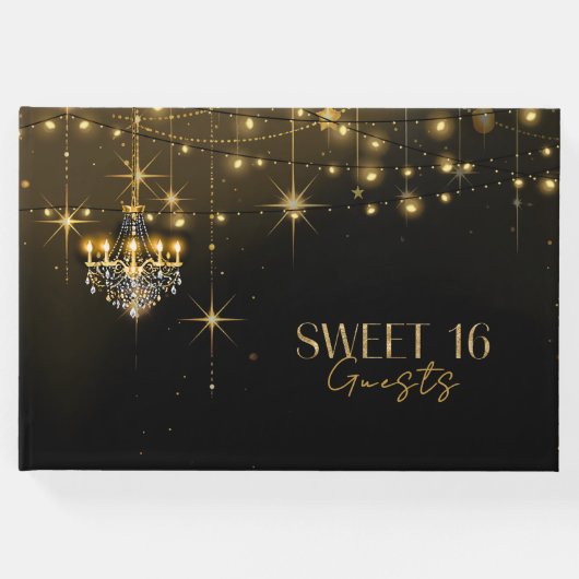 Old Hollywood Glam Chandeliers Sweet 16 ID1108 Gästebuch (Vorderseite)