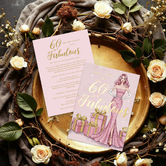 Old Hollywood Glam Pink Glitter Gold Birthday Folieneinladung