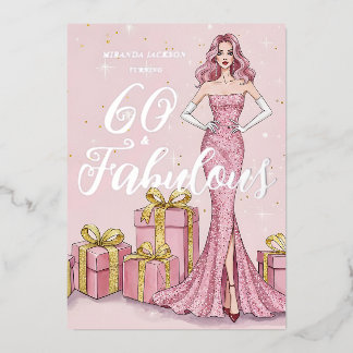 Old Hollywood Glam Pink Glitter Silver Birthday Folieneinladung