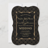 Old Hollywood Gold Black Great Gatsby Wedding Einladung (Vorderseite)