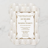 Old Hollywood Great Gatsby White Wedite Einladung (Vorne/Hinten)