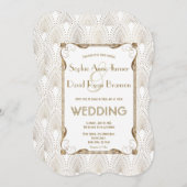 Old Hollywood Great Gatsby White Wedite Einladung (Vorne/Hinten)