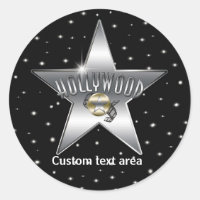 Old Hollywood Typografie Silver Star Party Sticker