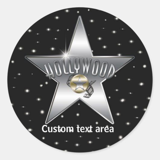 Old Hollywood Typografie Silver Star Party Sticker (Vorderseite)