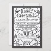 Old Hollywood Typografy Ticket Wedite Einladung (Vorderseite)