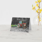 Old International Traktor Painterly Card Karte (Gelbe Blume)