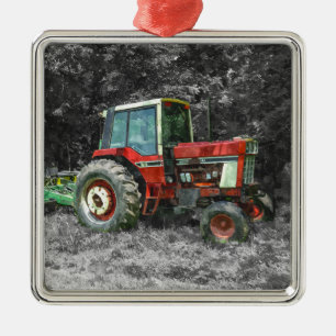 Old International Traktor Painterly Silbernes Ornament