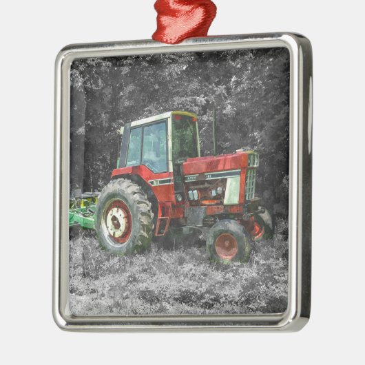 Old International Traktor Painterly Silbernes Ornament (Links)