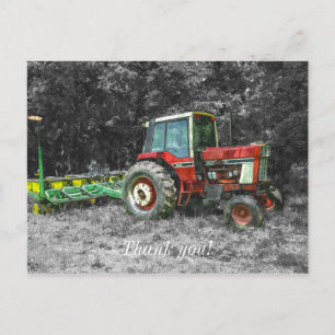 Old International Traktor Painterly Vielen Dank Postkarte
