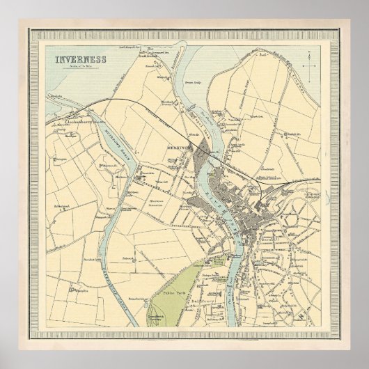 Old Inverness Scotland Map (1912) Poster (Vorne)