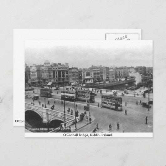Old Ireland, O'Connell Bridge 1930, Dublin Postkarte (Vorne/Hinten)