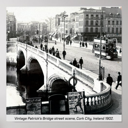 Old Ireland, Patrick's Bridge in 1902, Cork City Poster (Vorne)
